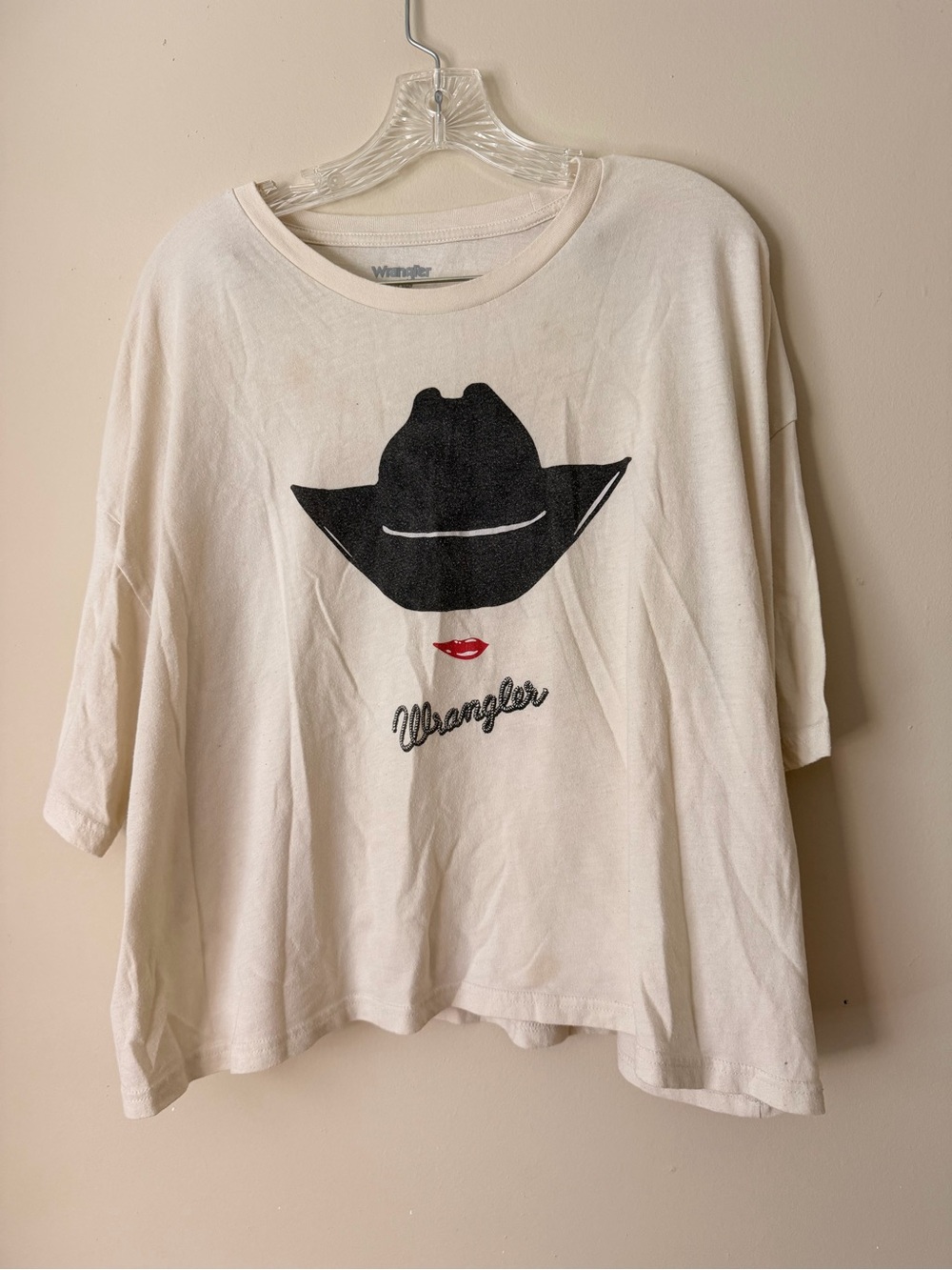 Wrangler Cream Graphic Tee with Black Detail